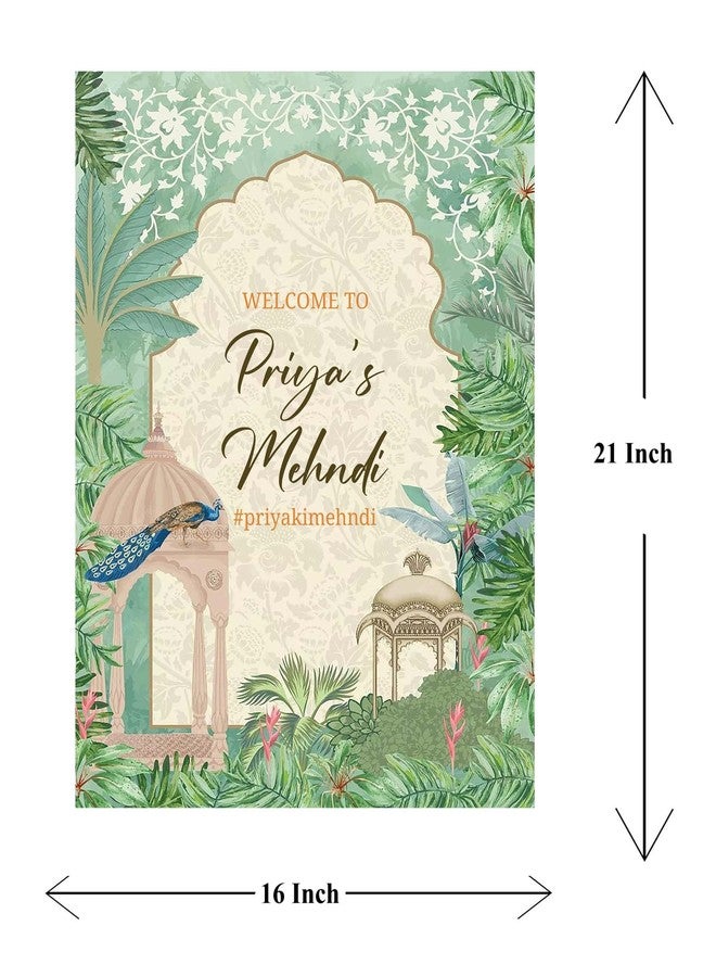 Theme My Party Personalized Indian Traditional Mehendi Ceremony Welcome Sign Board - Pre-Wedding Decoration - Image 2